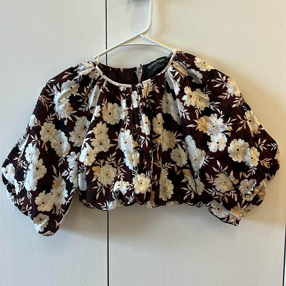 Floral MINKPINK linen blouse & trouser set